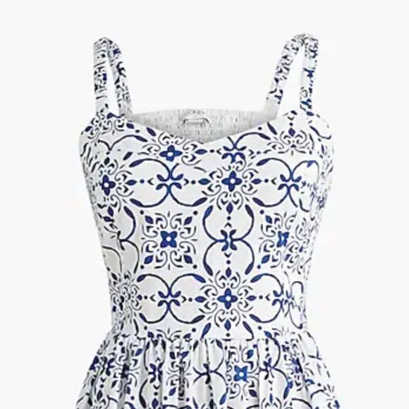 J. Crew factory blue and white Poplin corset midi dress NWT - Picture 3 of 13